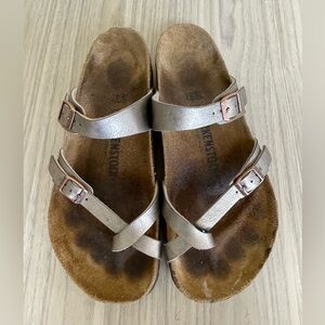 Birkenstock Silver Strappy Sandals
